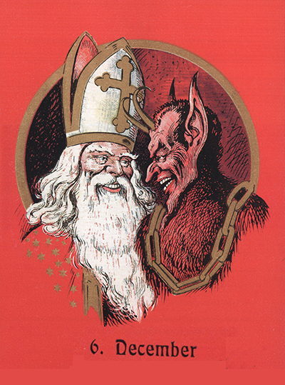 In many parts of Europe, the “Feast of Saint Nicholas” is celebrated on December 6th. The evening before the feast, however, is known as Krampus Night or Krampusnacht, when the hairy beast roams the streets in a ... rage, visiting homes and businesses to punish and/or terrify the children who were not on their best behavior.